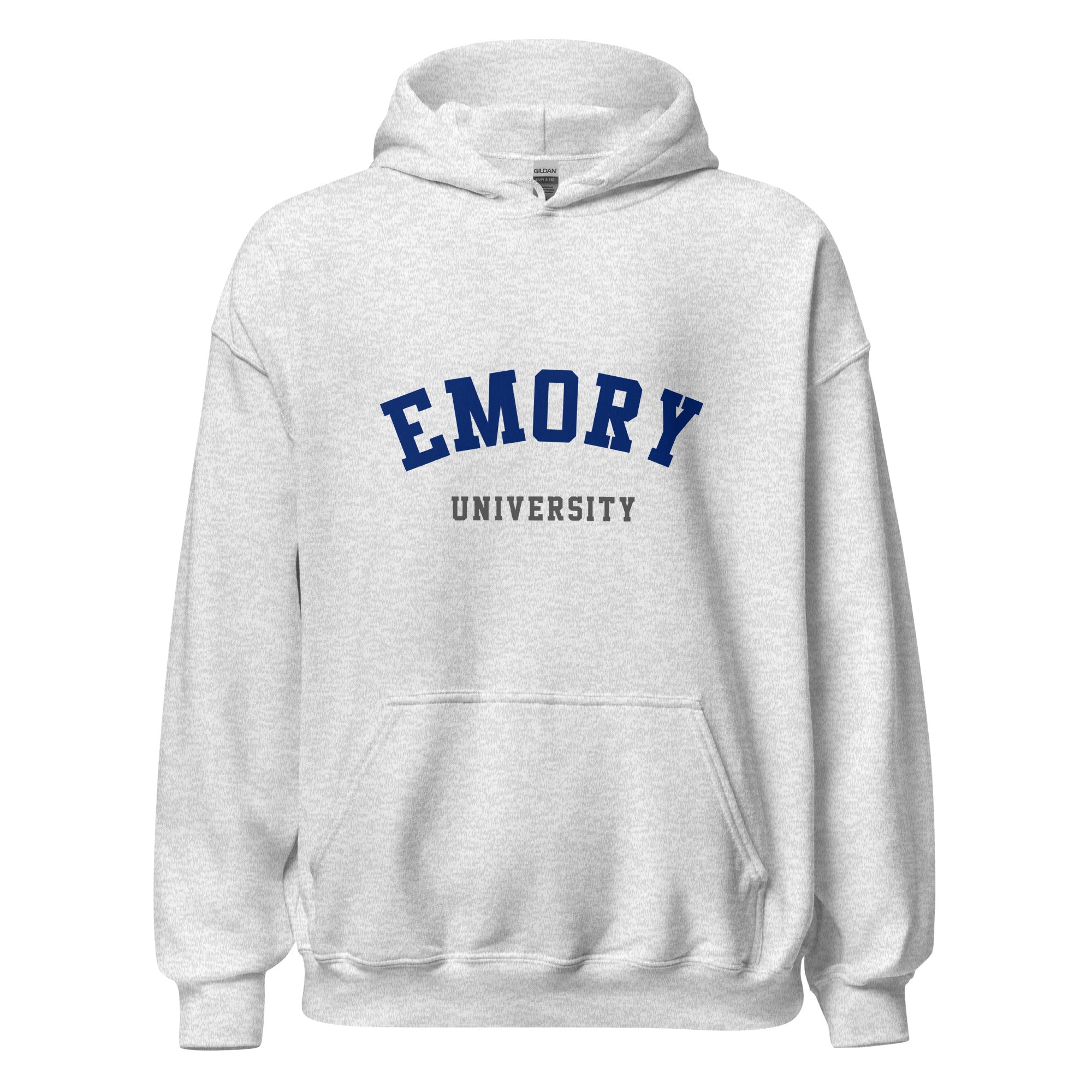Unisex black hoodie featuring Emory University logo printed across the front chest