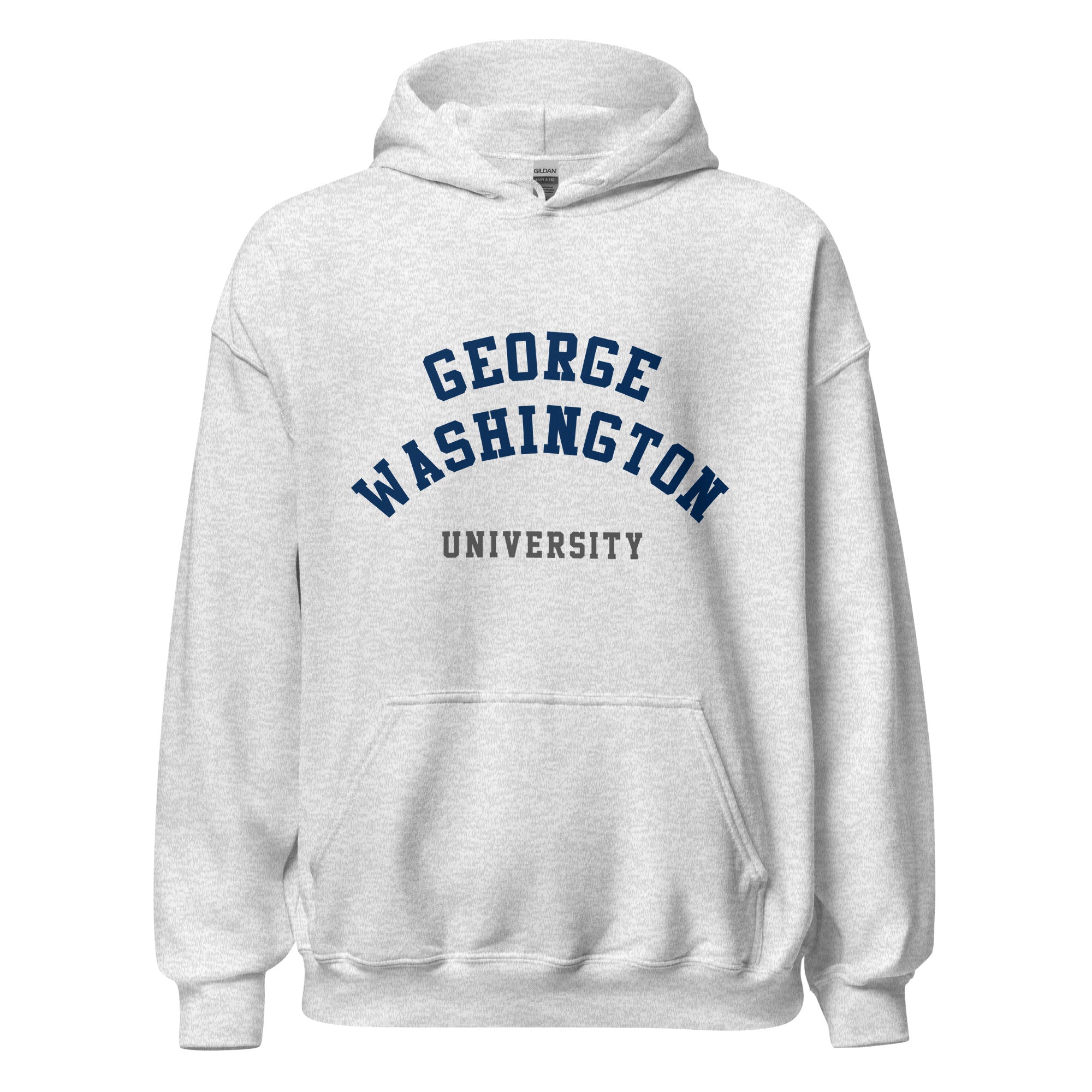 Unisex black hoodie featuring George Washington University logo printed across the front chest