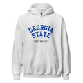 Unisex black hoodie featuring Georgia State University logo printed across the front chest