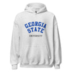 Unisex black hoodie featuring Georgia State University logo printed across the front chest