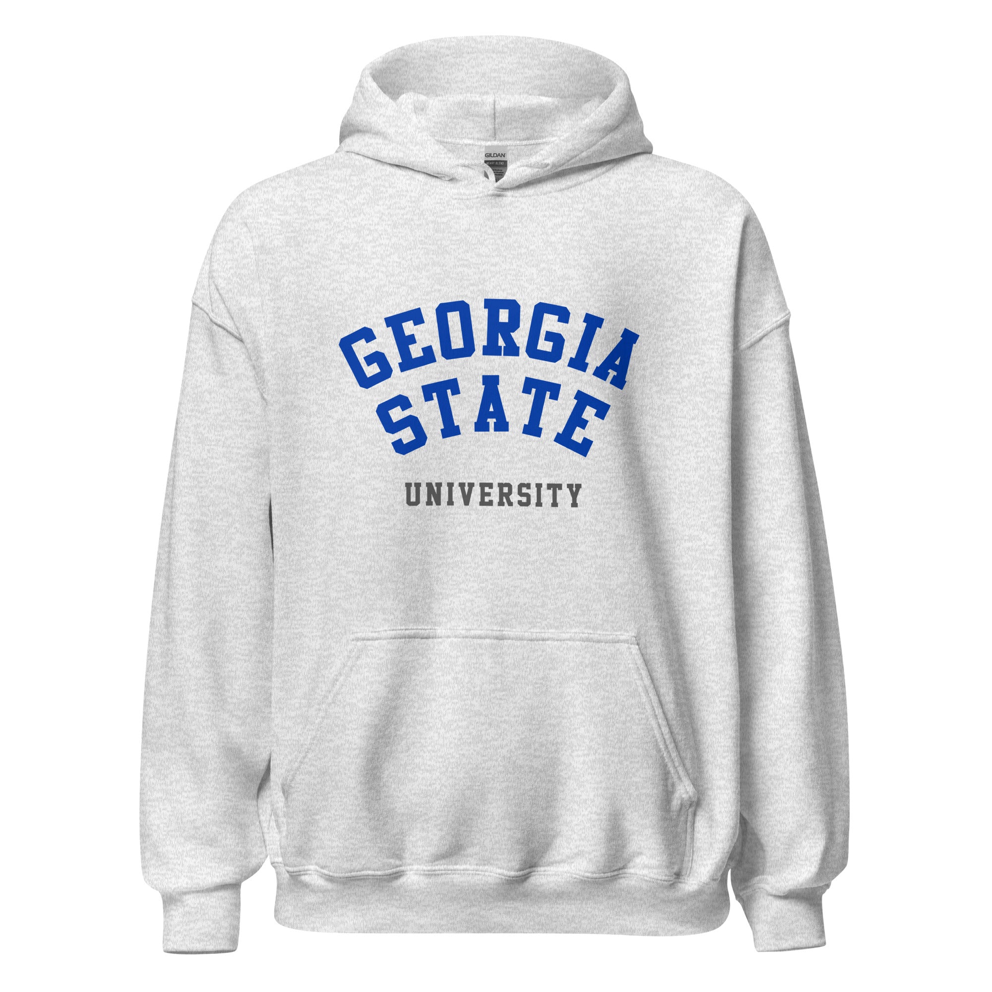 Unisex black hoodie featuring Georgia State University logo printed across the front chest
