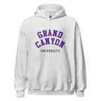 Unisex black hoodie featuring Grand Canyon University logo printed across the front chest