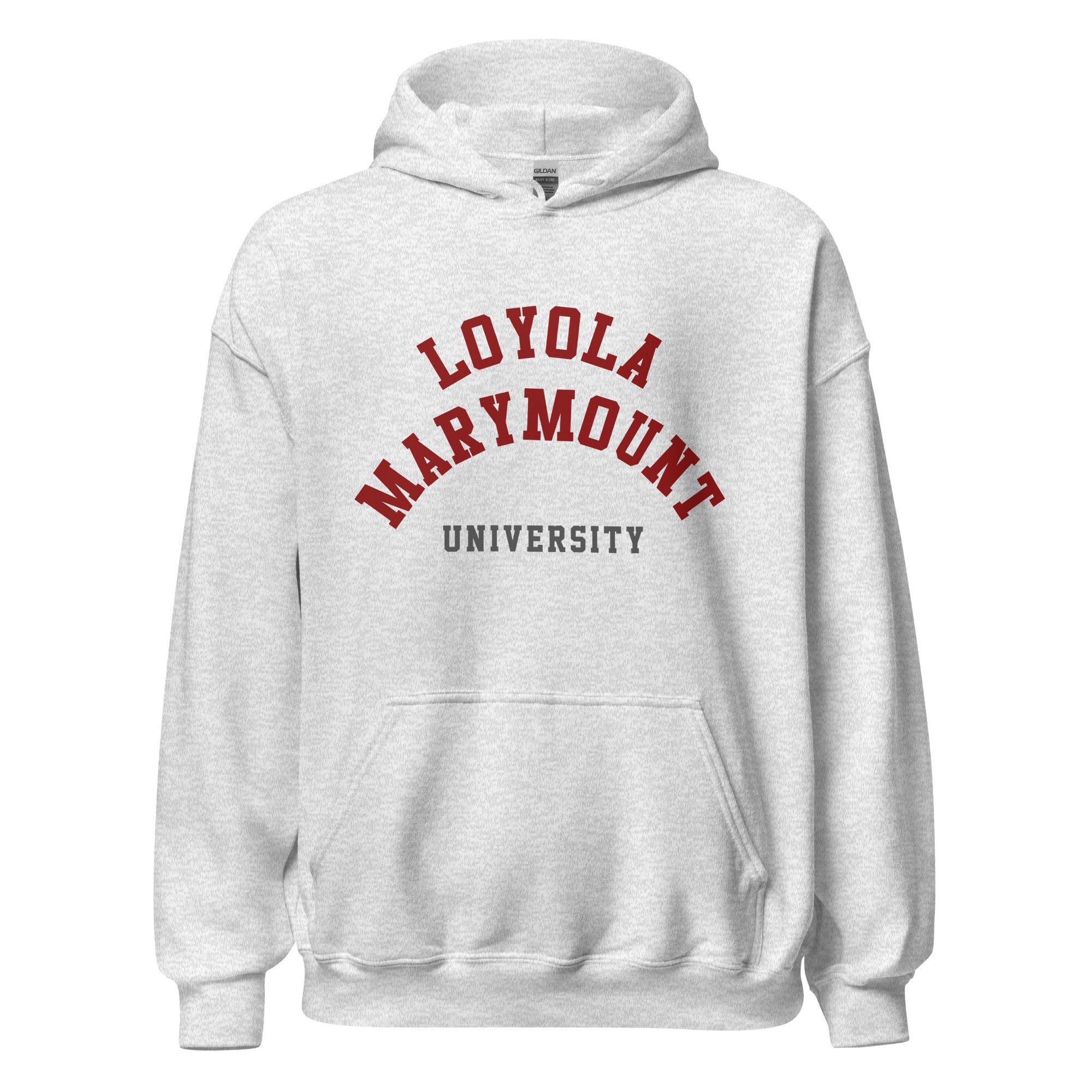 Unisex black hoodie featuring Loyola Marymount University logo printed across the front chest