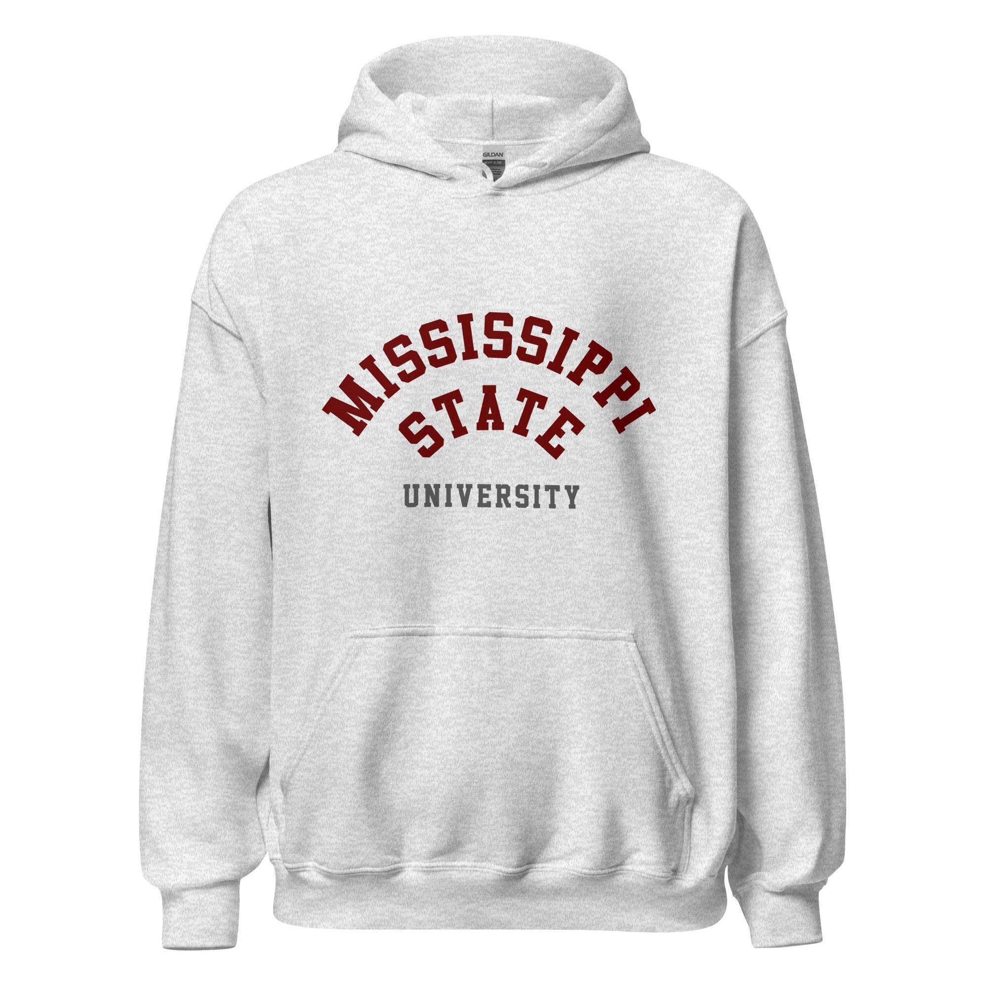 Unisex black hoodie featuring Mississippi State University logo printed across the front chest