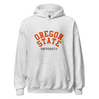 Unisex black hoodie featuring Oregon State University logo printed across the front chest