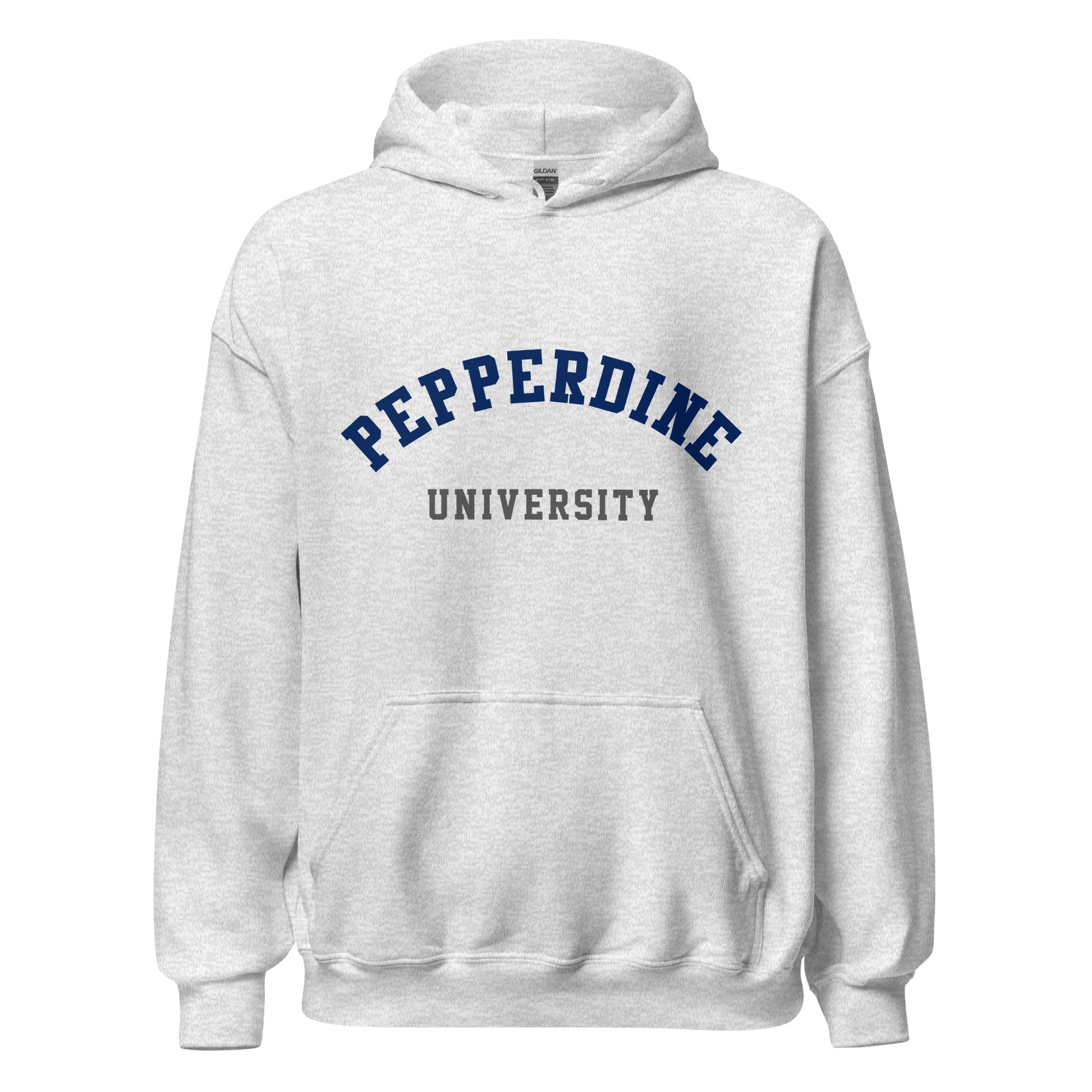Unisex black hoodie featuring Pepperdine University logo printed across the front chest
