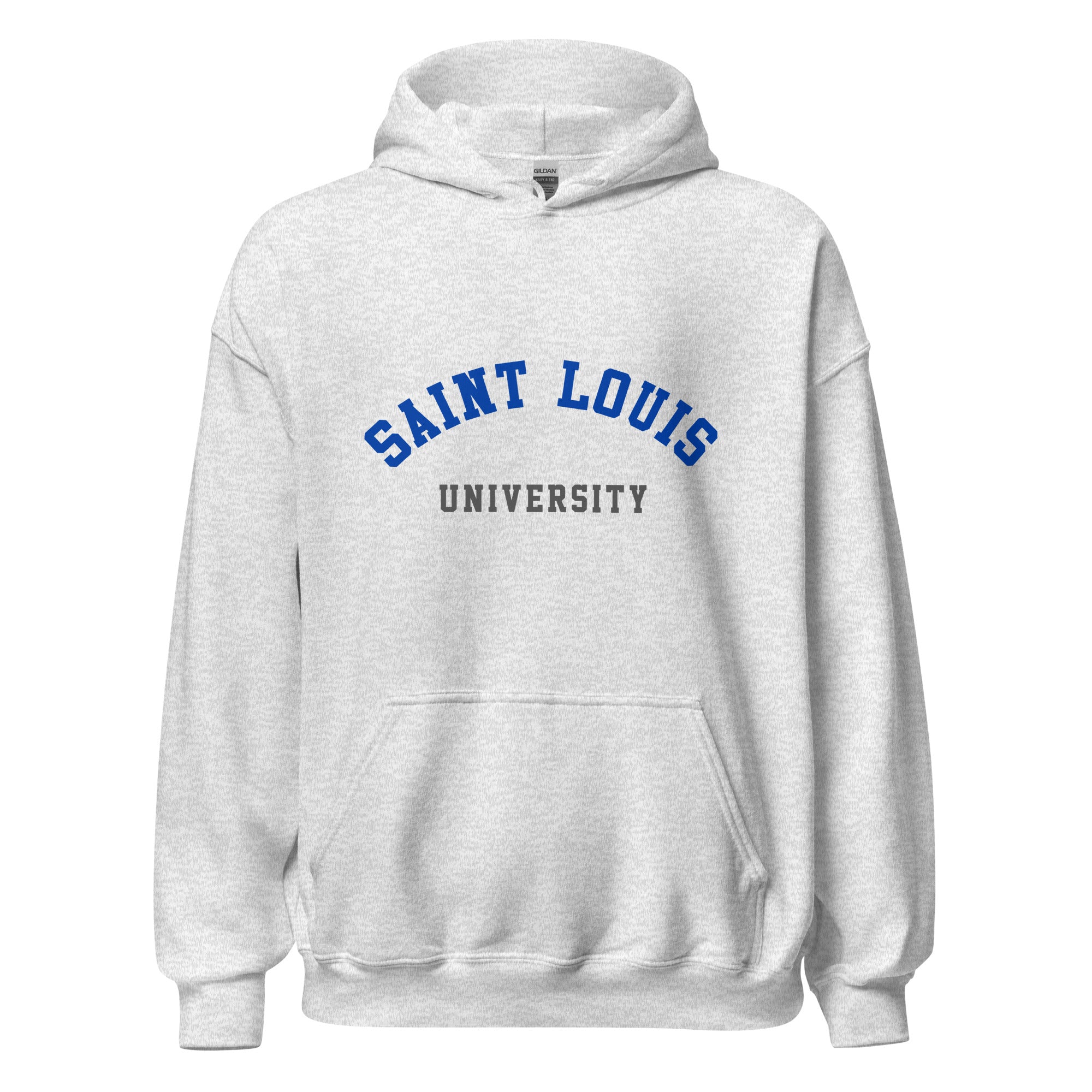 Unisex black hoodie featuring Saint Louis University logo printed across the front chest