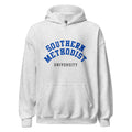 Unisex black hoodie featuring Southern Methodist University logo printed across the front chest