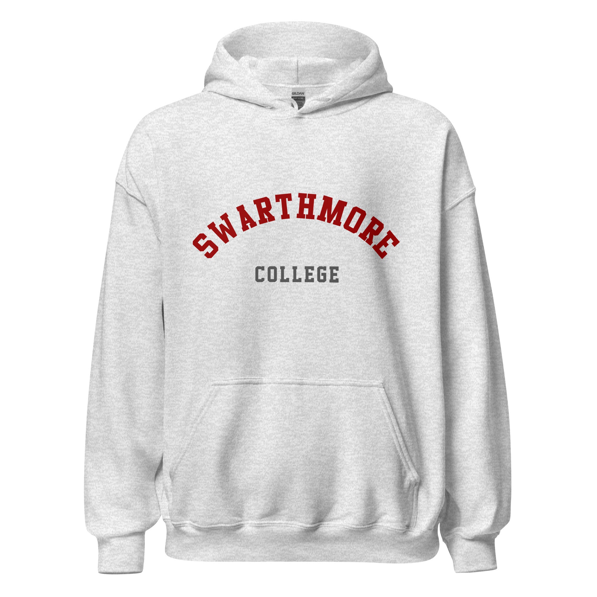 Unisex black hoodie featuring Swarthmore College logo printed across the front chest