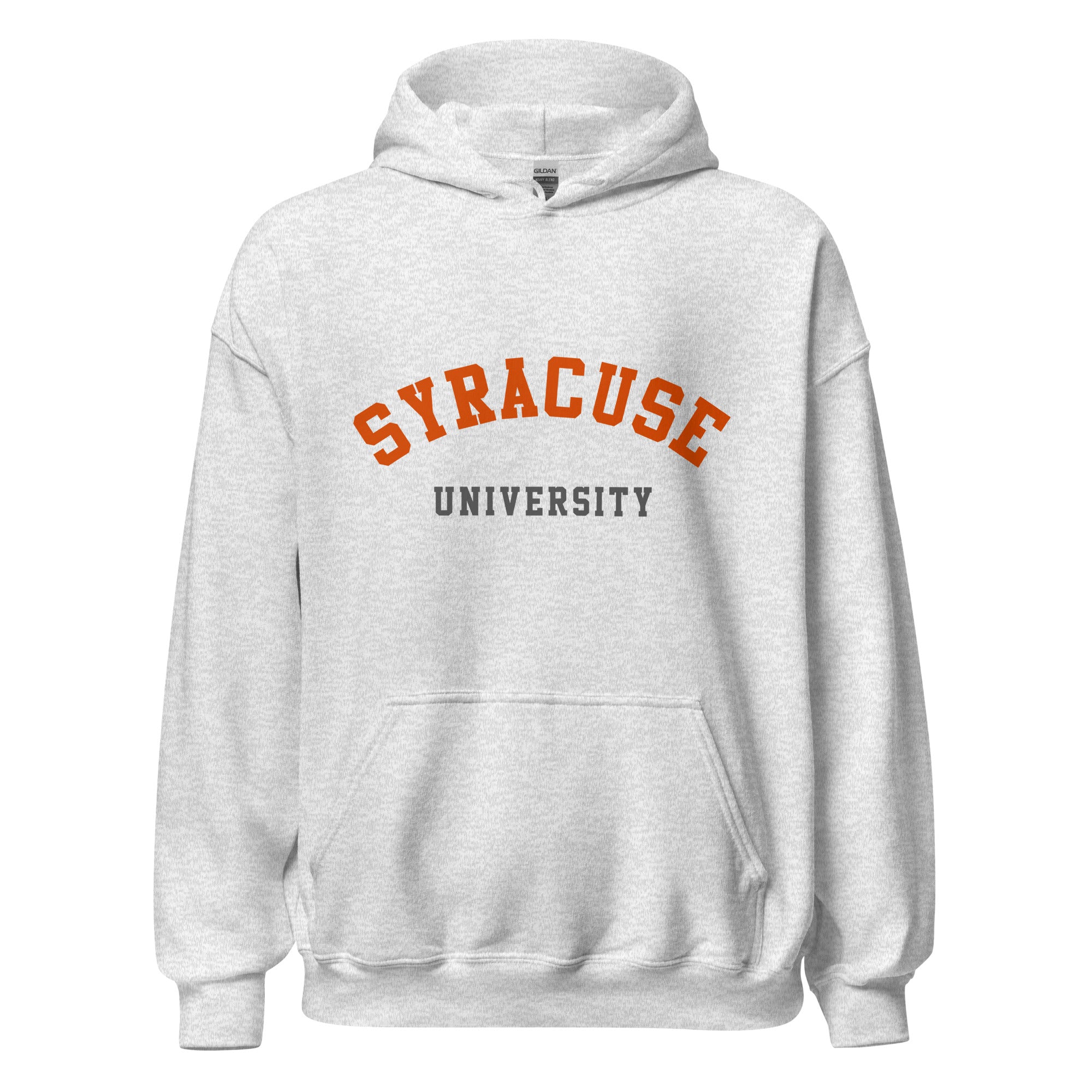 Unisex black hoodie featuring Syracuse University logo printed across the front chest
