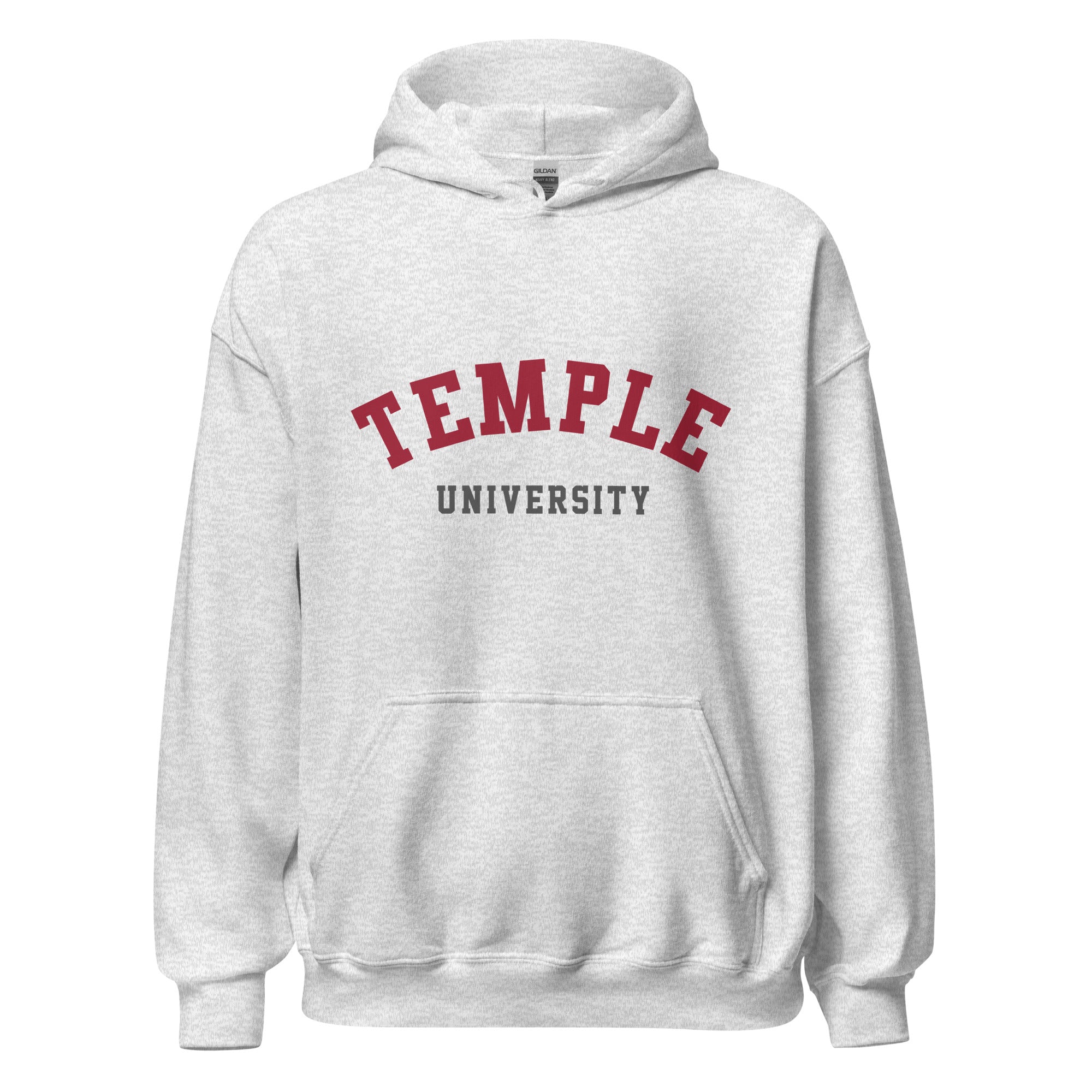 Unisex black hoodie featuring Temple University logo printed across the front chest
