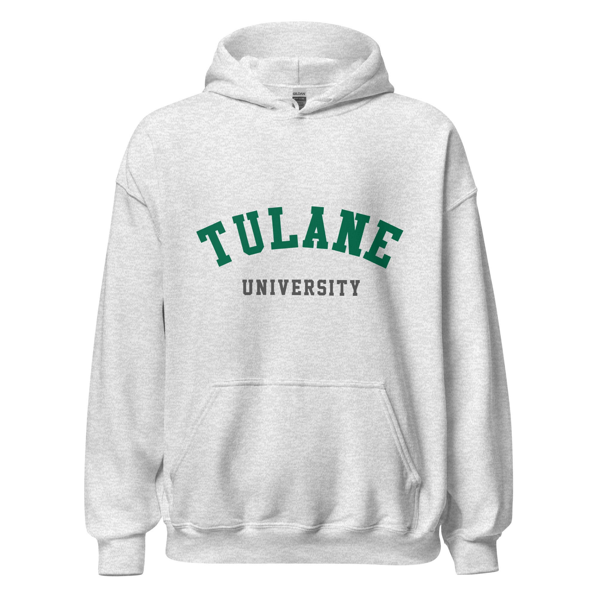 Unisex black hoodie featuring Tulane University logo printed across the front chest