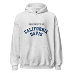 Unisex black hoodie featuring UC Davis logo printed across the front chest