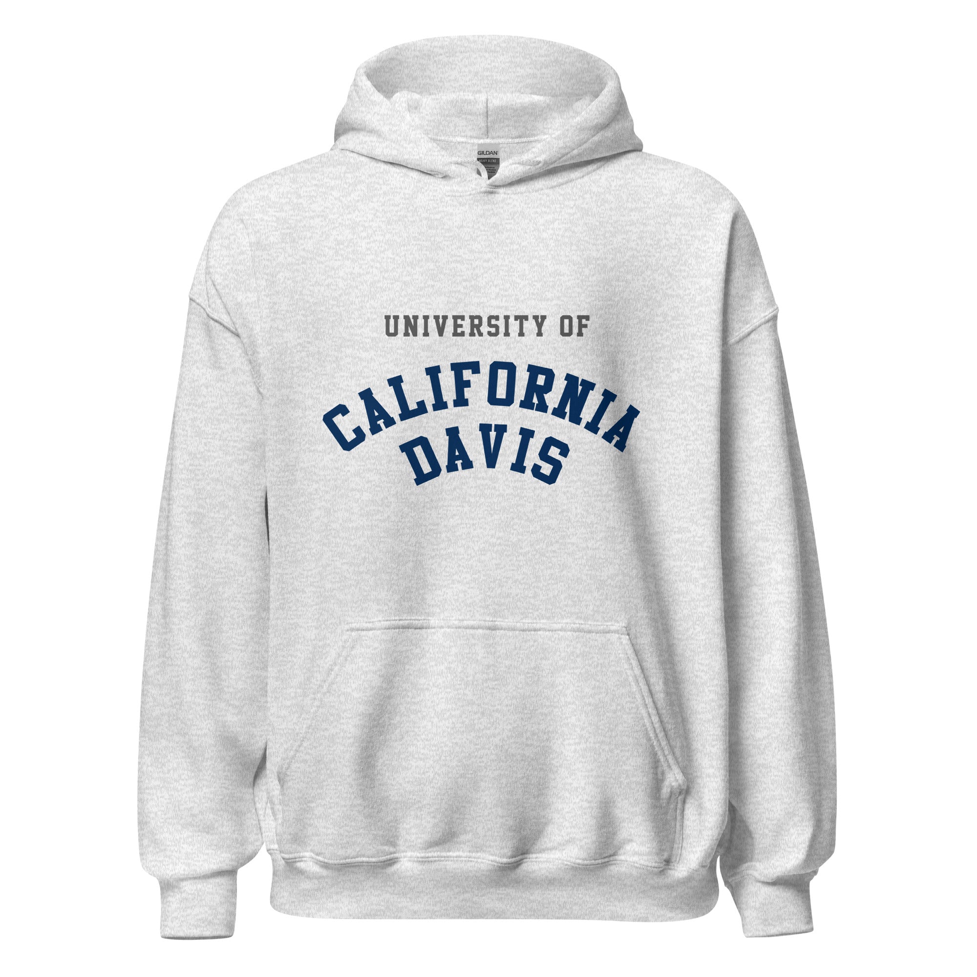 Unisex black hoodie featuring UC Davis logo printed across the front chest