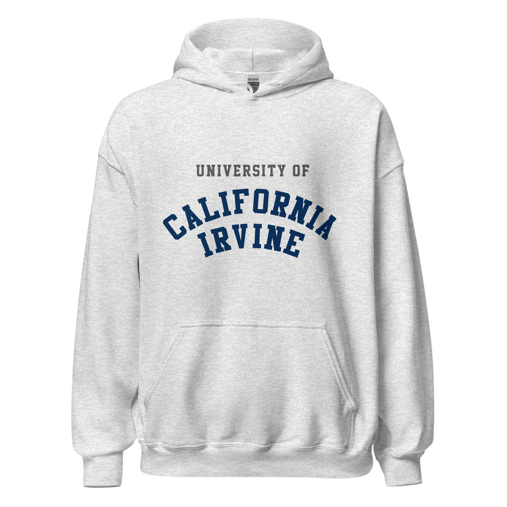 Unisex black hoodie featuring UC Irvine logo printed across the front chest