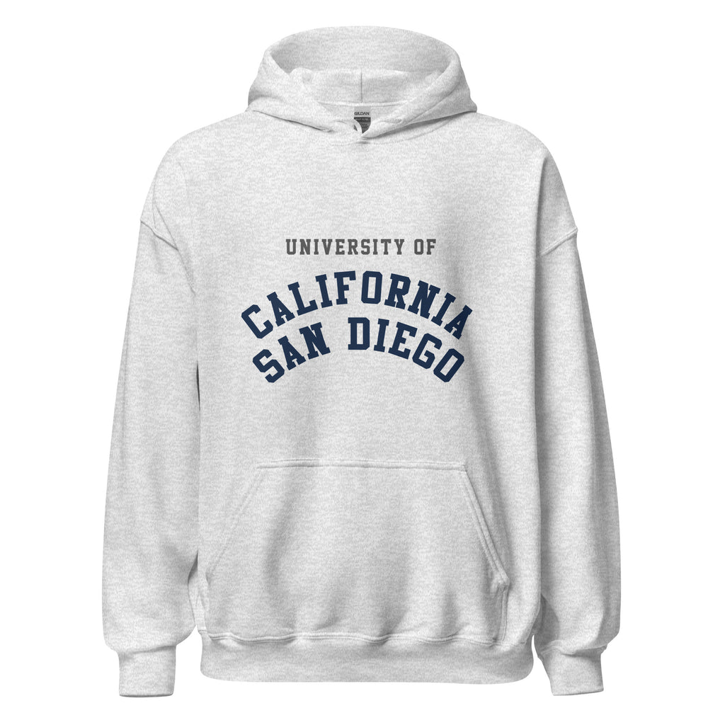 Unisex black hoodie featuring UC San Diego logo printed across the front chest
