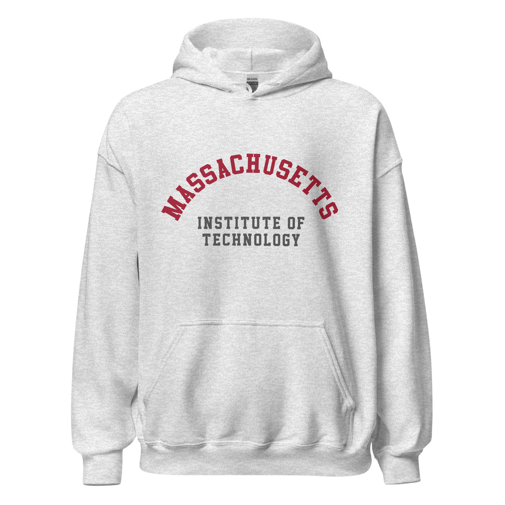 Unisex black hoodie featuring MIT logo printed across the front chest