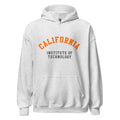 Unisex black hoodie featuring Caltech logo printed across the front chest