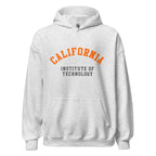 Unisex black hoodie featuring Caltech logo printed across the front chest