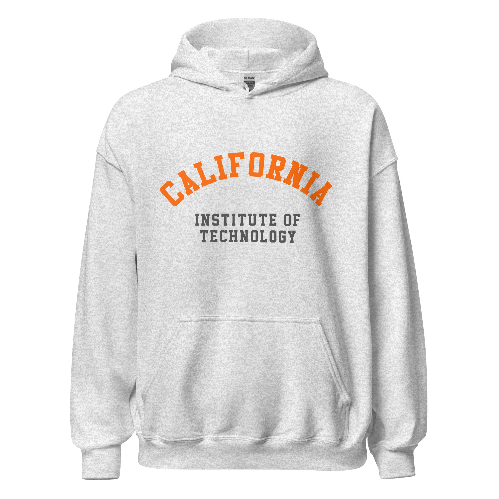 Unisex black hoodie featuring Caltech logo printed across the front chest