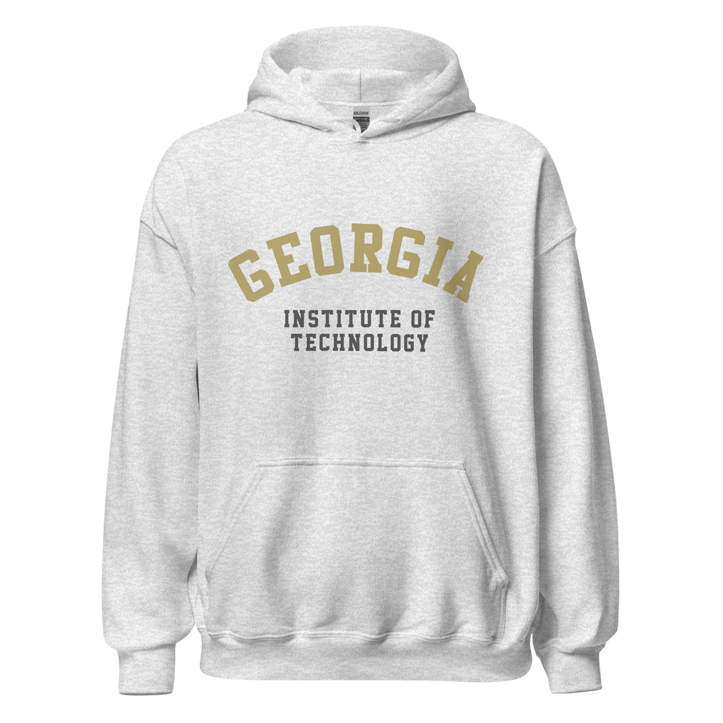 Unisex black hoodie featuring Georgia Tech logo printed across the front chest