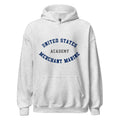 Unisex black hoodie featuring US Merchant Marine Academy logo printed across the front chest