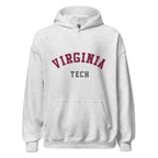 Unisex black hoodie featuring Virginia Tech logo printed across the front chest