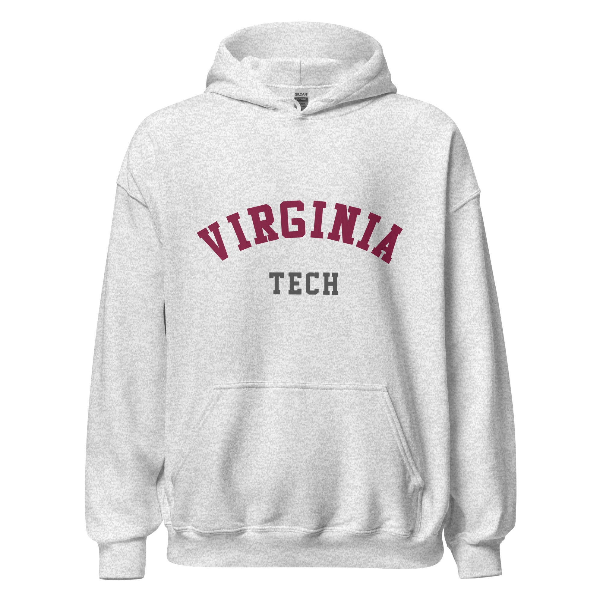 Unisex black hoodie featuring Virginia Tech logo printed across the front chest