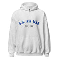 Unisex black hoodie featuring US Air War College logo printed across the front chest