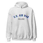 Unisex black hoodie featuring US Air War College logo printed across the front chest