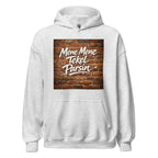 Unisex heather gray hoodie featuring vintage Writing on the Wall poster artwork printed across the front