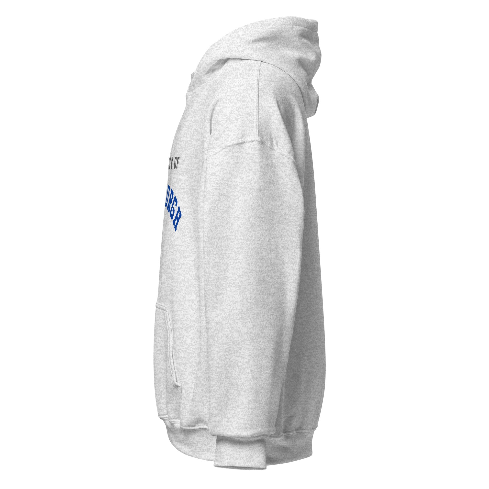 Unisex hoodie featuring University of Pittsburgh name and branding in royal blue and gold