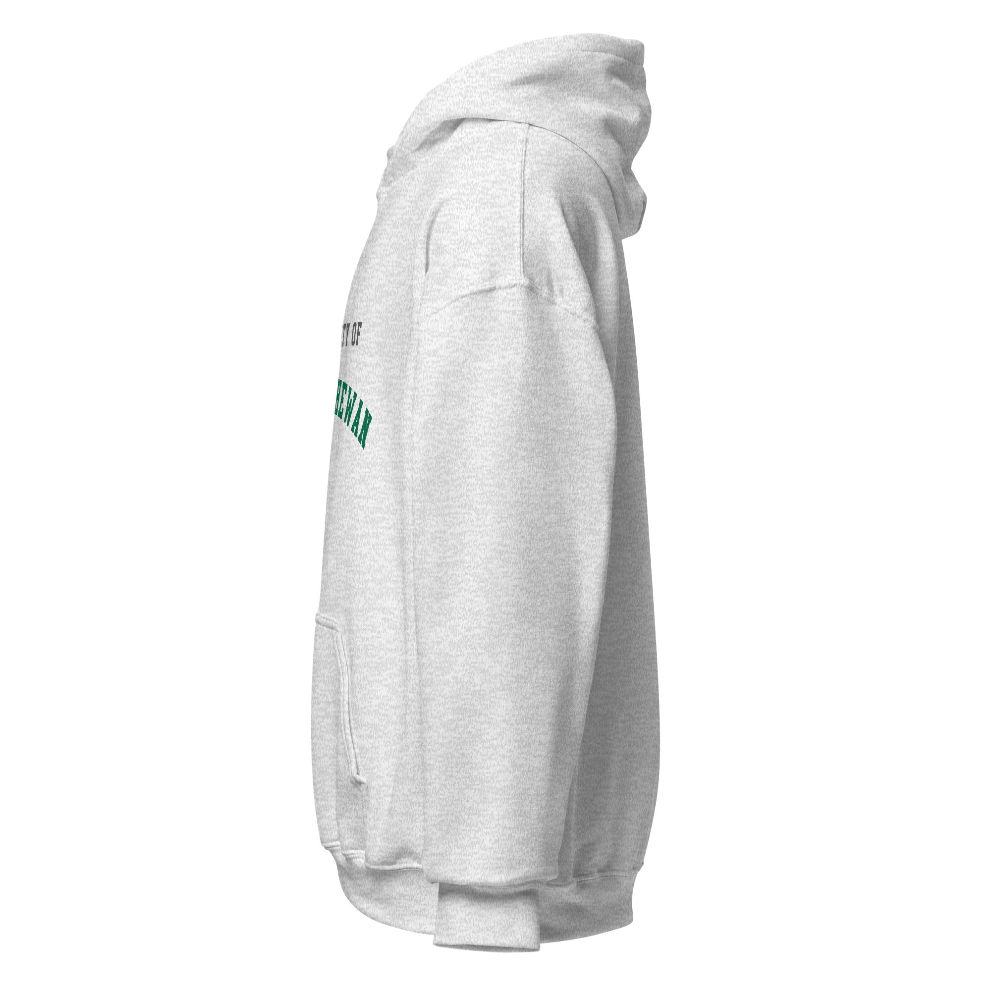 Unisex hoodie featuring University of Saskatchewan name and branding in green and gold
