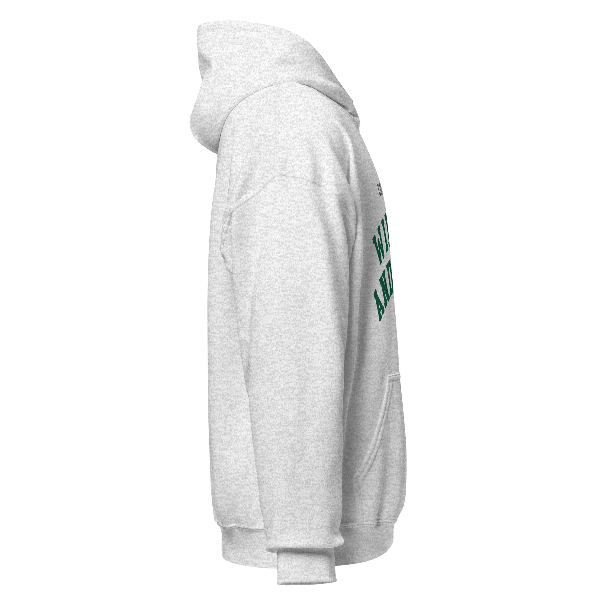 Unisex navy blue hoodie featuring College of William & Mary logo printed across the front chest