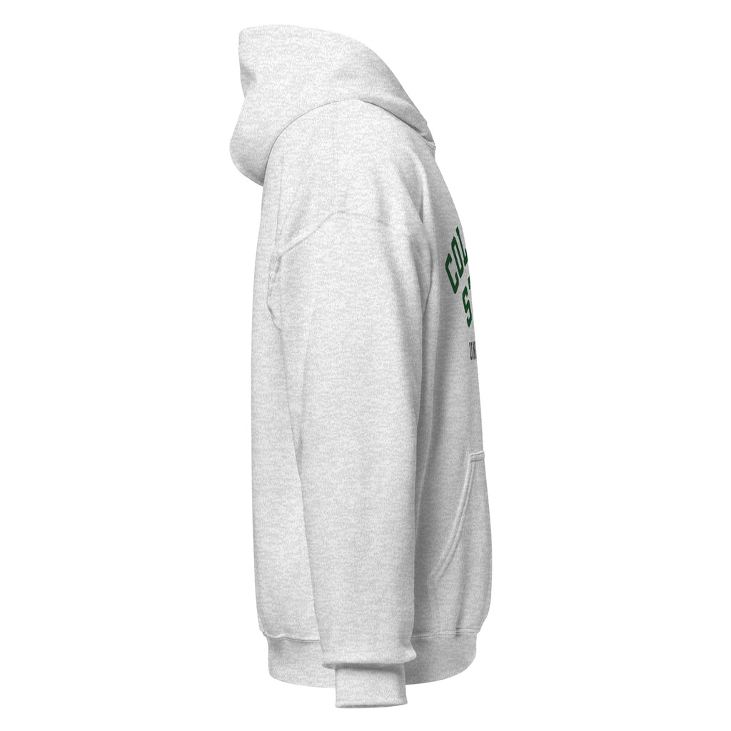 Unisex navy blue hoodie featuring Colorado State University logo printed across the front chest