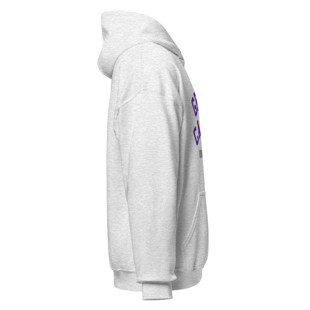 Unisex navy blue hoodie featuring Grand Canyon University logo printed across the front chest