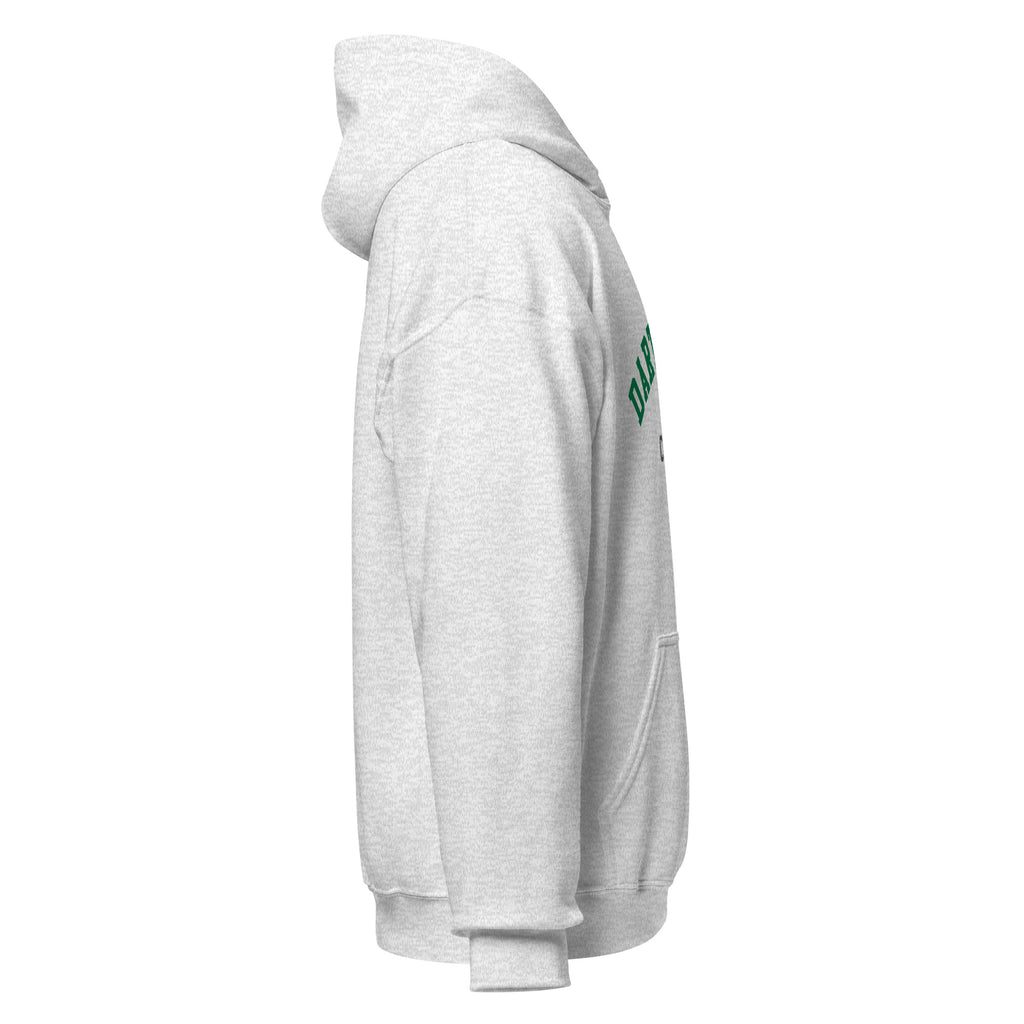 Unisex navy blue hoodie featuring Dartmouth College logo printed across the front chest