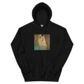 Unisex hoodie featuring Klimt's famous painting of two lovers embracing in golden robes