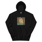Unisex hoodie featuring Klimt's famous painting of two lovers embracing in golden robes