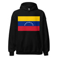 Unisex heather gray hoodie featuring Venezuelan flag design printed across the front chest
