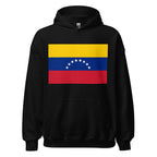 Unisex heather gray hoodie featuring Venezuelan flag design printed across the front chest