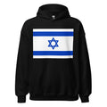 Unisex heather gray hoodie featuring Israeli flag design printed across the front chest