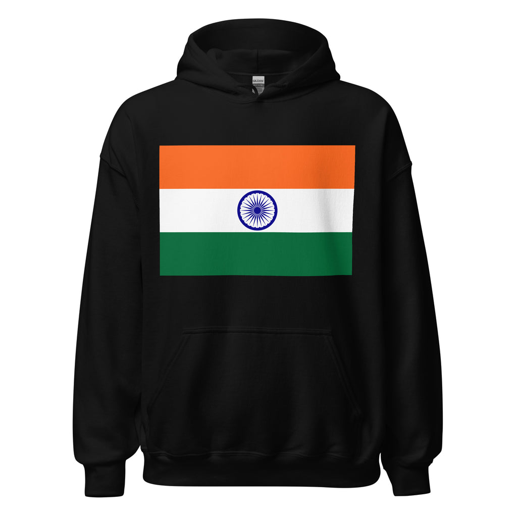 Unisex heather gray hoodie featuring Indian flag design printed across the front chest