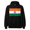 Unisex heather gray hoodie featuring Indian flag design printed across the front chest