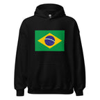 Unisex heather gray hoodie featuring Brazilian flag design printed across the front chest