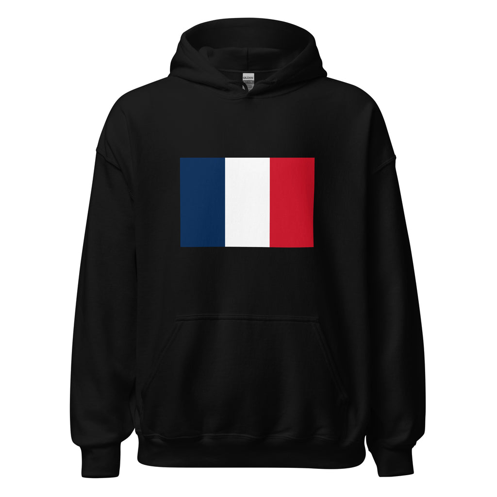 Unisex heather gray hoodie featuring French flag design printed across the front chest
