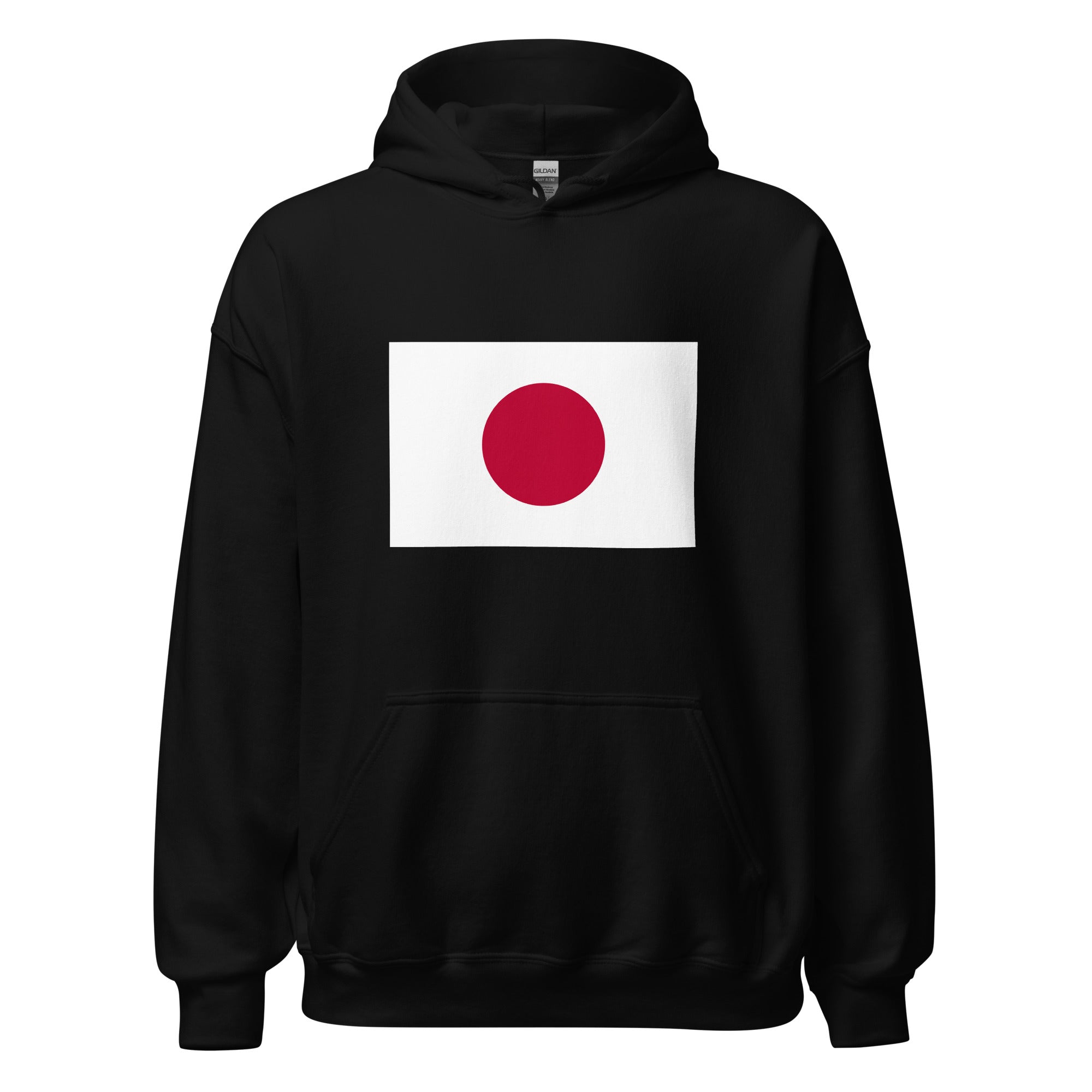 Unisex heather gray hoodie featuring Japanese flag design printed across the front chest