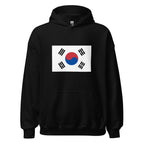Unisex heather gray hoodie featuring South Korean flag design printed across the front chest