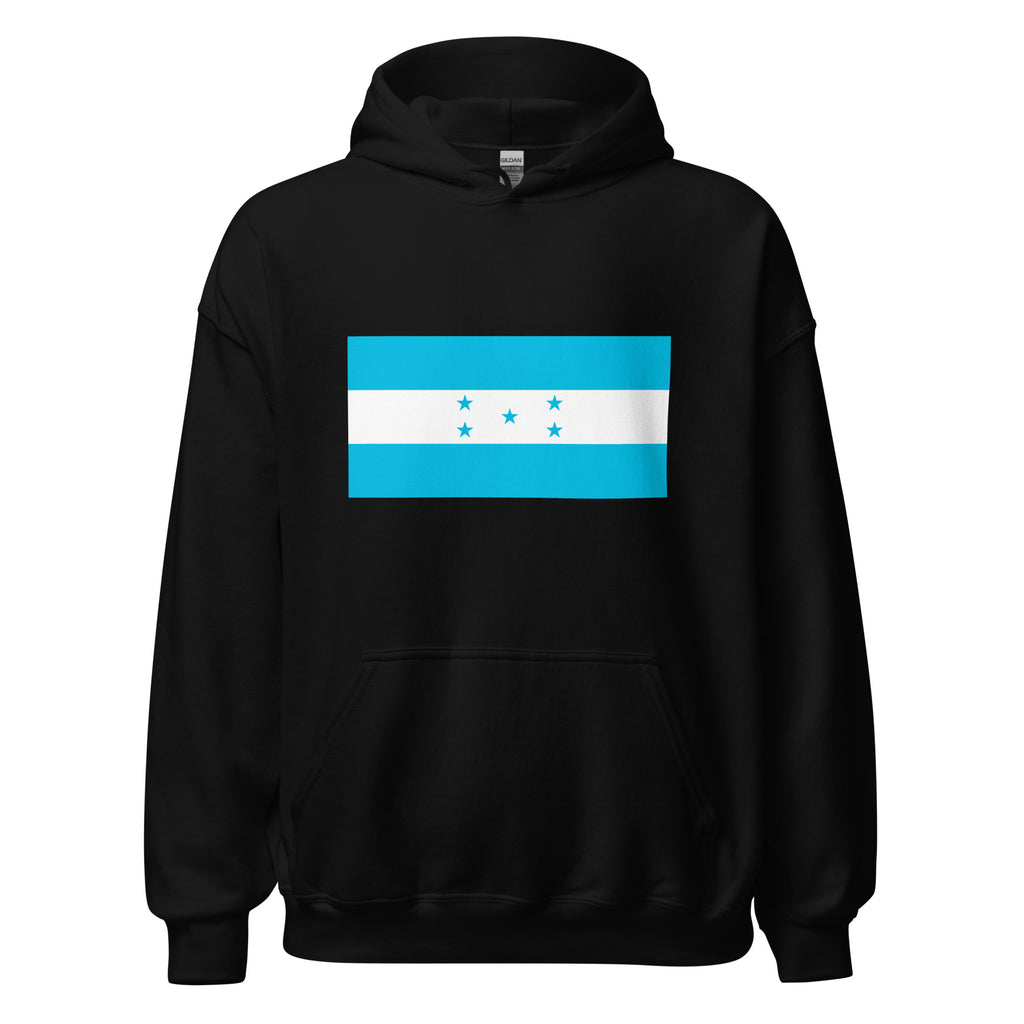 Unisex heather gray hoodie featuring Honduran flag design printed across the front chest