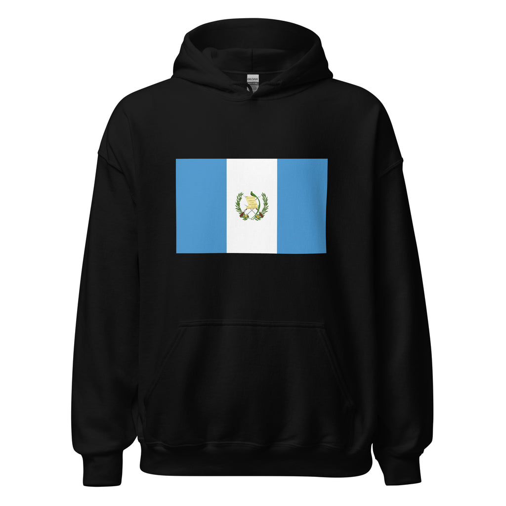 Unisex navy blue hoodie featuring Guatemalan flag design printed across the front chest